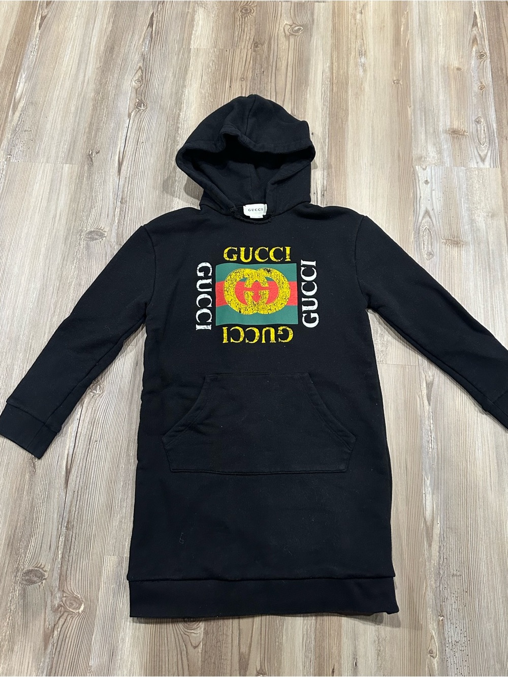 GUCCI Kids Alessandro Michele vintage box logo black hoodie 8Y